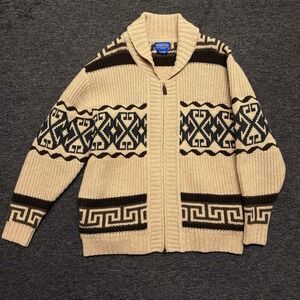 Pendleton Westerly Big Lebowski Cowichan Zip Wool Dude Sweater Cardigan Large